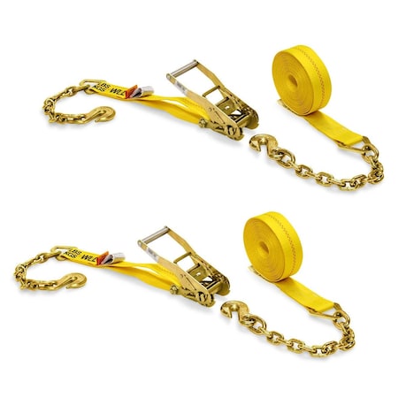 Dc Cargo 2in X 27' Ratchet Strap With Chain Extension, 2PK 227YRSCA-2